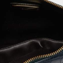 Pre Owned Dkny Green Croc Embossed Leather Chain Shoulder Bag