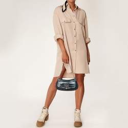 Pre Owned Dkny Green Croc Embossed Leather Chain Shoulder Bag