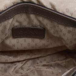Pre Owned Dkny Taupe Leather Crossbody Bag