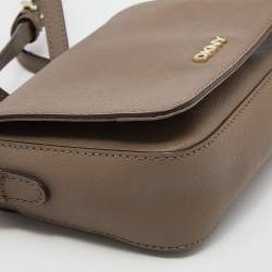 Pre Owned Dkny Taupe Leather Crossbody Bag