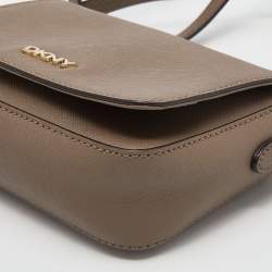 Pre Owned Dkny Taupe Leather Crossbody Bag