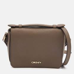 Pre Owned Dkny Taupe Leather Crossbody Bag