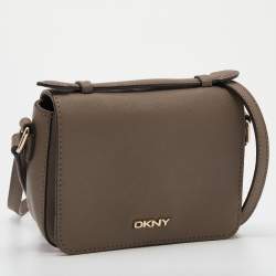 Pre Owned Dkny Taupe Leather Crossbody Bag