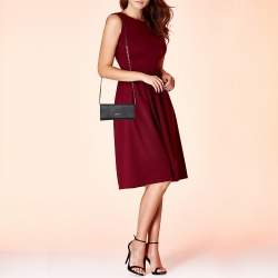 DKNY Black Saffiano Leather Flap Wallet on Chain