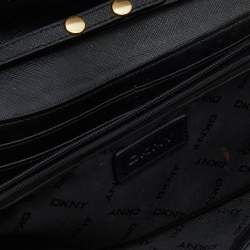 Pre Owned DKNY Black Saffiano Leather Flap Wallet on Chain