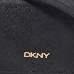 Pre Owned DKNY Black Saffiano Leather Flap Wallet on Chain