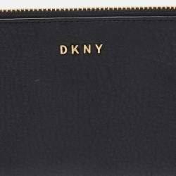 Pre Owned Dkny Black Leather Zip Bifold Wallet