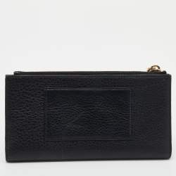Pre Owned Dkny Black Leather Zip Bifold Wallet