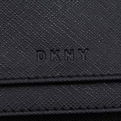 Pre Owned Dkny Black Leather Zip Bifold Wallet