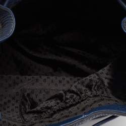 Pre Owned DKNY Blue Leather Drawstring Bucket Bag