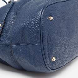 Pre Owned DKNY Blue Leather Drawstring Bucket Bag