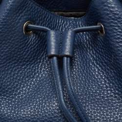 Pre Owned DKNY Blue Leather Drawstring Bucket Bag