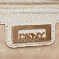 مملوكة مسبقًا DKNY Beige/Pink Signature Canvas and Leather Satchel