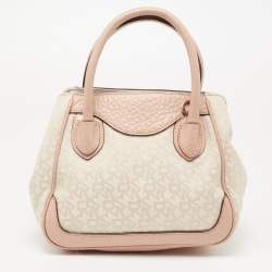 مملوكة مسبقًا DKNY Beige/Pink Signature Canvas and Leather Satchel