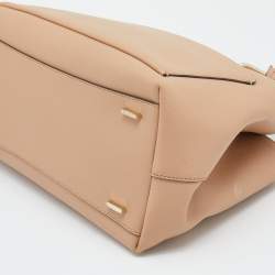 Pre Owned DKNY Beige Leather Front Pocket Satchel