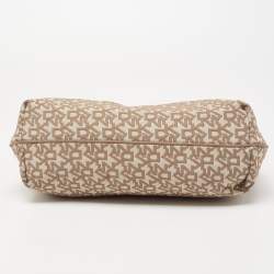 Pre Owned حقيبة دي كي إن واي باغويت جلد وكانفاس بالشعار بيج/لون الصدأ