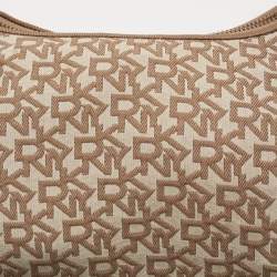 Pre Owned حقيبة دي كي إن واي باغويت جلد وكانفاس بالشعار بيج/لون الصدأ