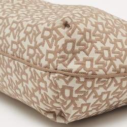 Pre Owned حقيبة دي كي إن واي باغويت جلد وكانفاس بالشعار بيج/لون الصدأ