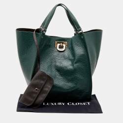 Pre Owned DKNY Green Leather Tote