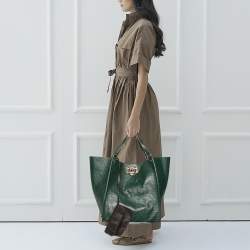 Pre Owned DKNY Green Leather Tote