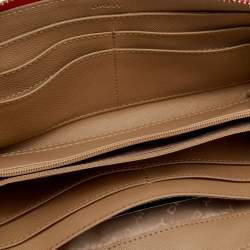 Pre Owned DKNY Red Quilted Leather Zip Around Wallet