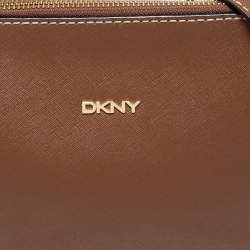 Pre Owned DKNY Brown Leather Ava Zip Crossbody Bag