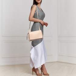 Pre Owned DKNY Beige Leather Bryant Flap Crossbody Bag