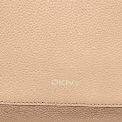 Pre Owned DKNY Beige Leather Bryant Flap Crossbody Bag