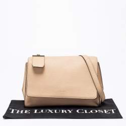 Pre Owned DKNY Beige Leather Bryant Flap Crossbody Bag