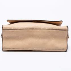 Pre Owned DKNY Beige Leather Bryant Flap Crossbody Bag