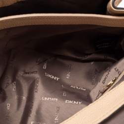 Pre Owned DKNY Beige Leather Bryant Flap Crossbody Bag