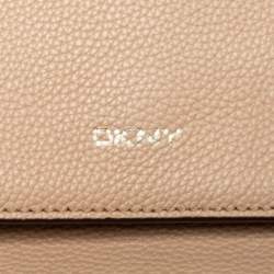 Pre Owned DKNY Beige Leather Bryant Flap Crossbody Bag