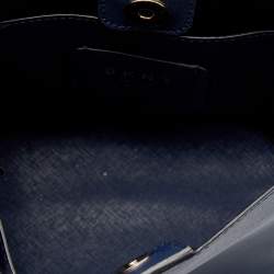 Pre Owned DKNY Navy Blue Leather Crossbody Bucket Bag