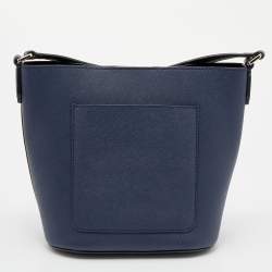 Pre Owned DKNY Navy Blue Leather Crossbody Bucket Bag