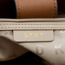 Pre Owned DKNY Brown Signature Coated Canvas and Leather Satchel