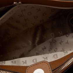 Pre Owned DKNY Brown Signature Coated Canvas and Leather Satchel