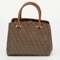 Pre Owned DKNY Brown Signature Coated Canvas and Leather Satchel