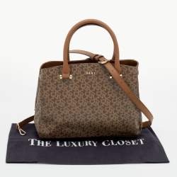 Pre Owned DKNY Brown Signature Coated Canvas and Leather Satchel