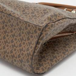 Pre Owned DKNY Brown Signature Coated Canvas and Leather Satchel
