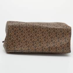 Pre Owned DKNY Brown Signature Coated Canvas and Leather Satchel