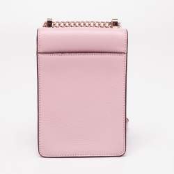 Pre Owned Dkny Powder Pink Leather Elisa Phone Crossbody Bag