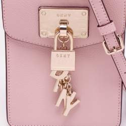 Pre Owned Dkny Powder Pink Leather Elisa Phone Crossbody Bag