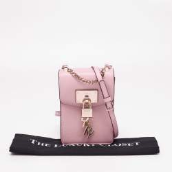 Pre Owned Dkny Powder Pink Leather Elisa Phone Crossbody Bag
