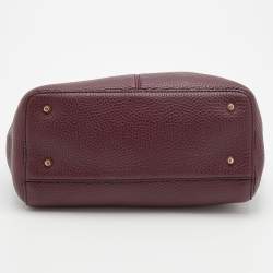 Pre Owned حقيبة ساتشل دي كي إن واي جلد مُحبب برقوقي