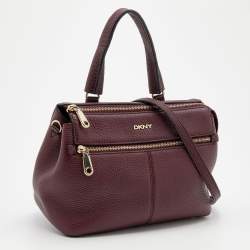 Pre Owned حقيبة ساتشل دي كي إن واي جلد مُحبب برقوقي