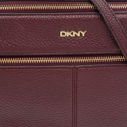 Pre Owned حقيبة ساتشل دي كي إن واي جلد مُحبب برقوقي