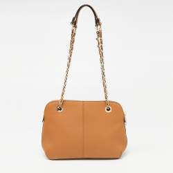 Pre Owned DKNY Tan Leather Camille Dome Shoulder Bag