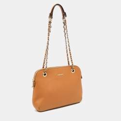 Pre Owned DKNY Tan Leather Camille Dome Shoulder Bag