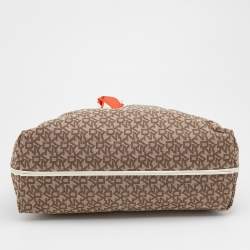 مملوكة مسبقًا DKNY Beige/Brown Signature Canvas And Leather Tote