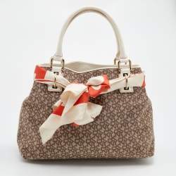 مملوكة مسبقًا DKNY Beige/Brown Signature Canvas And Leather Tote